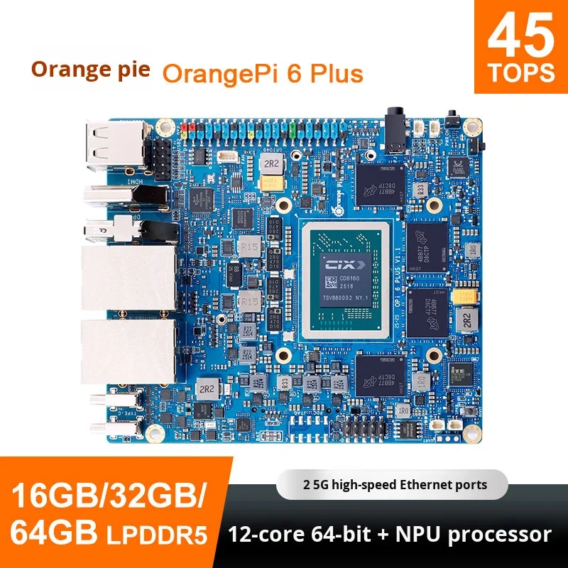 6 Plus Orange PI Development Board with 12-core 64-bit Processor and 45TOPS Computing Power for AI Models