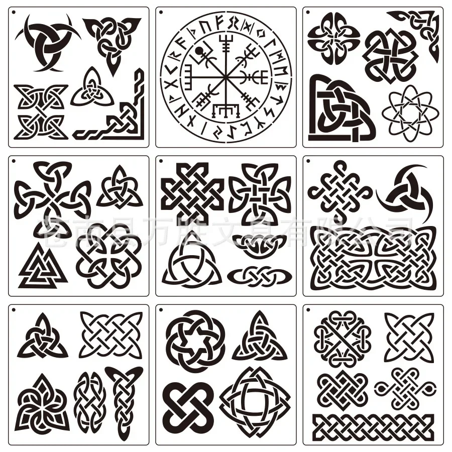 Imagem -05 - Celtic Viking Characters Stencils Layering Faça Você Mesmo Pintura Scrapbook Coloring Embossing Album Modelo Decorativo Pcs Grupo 20cm