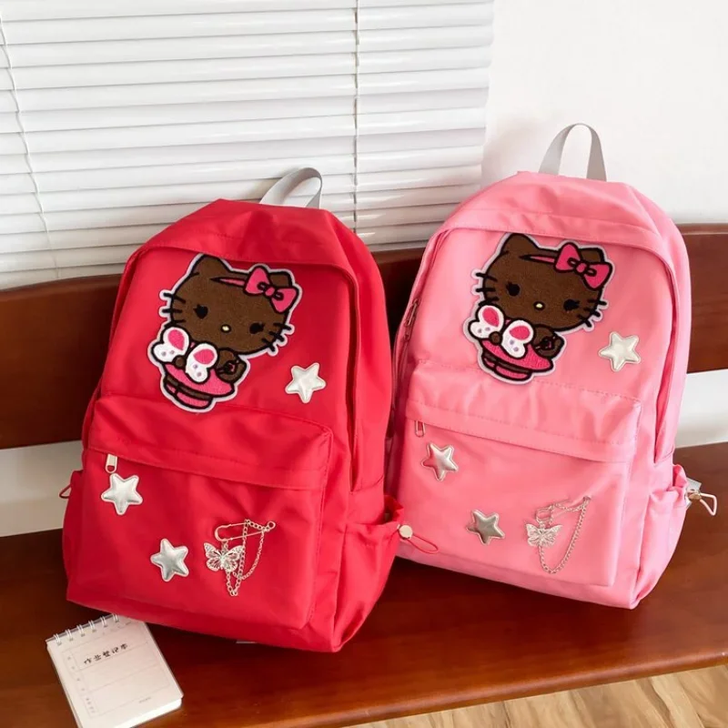 Sanurgente-Sac à dos étudiant Hello Kitty pour enfants, sac à dos léger de dessin animé mignon, sac à dos anti-taches de grande capacité, nouveau