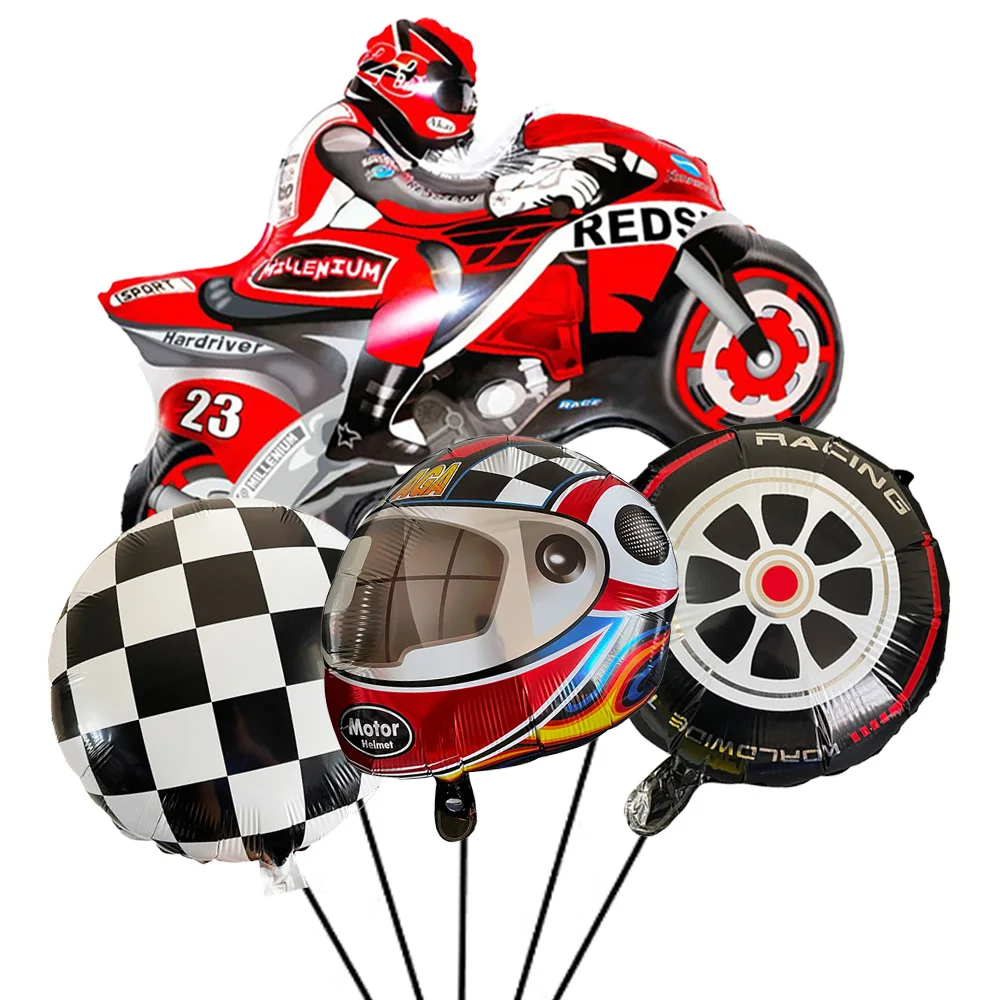 4Pcs Motorcycle Race Car Balloons Hot Wheel Tire Balloon Birthday Party Baby Shower Decorations Boys Dirt Bike Racing Theme view 2