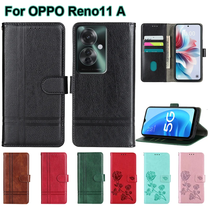 

For чехол на OPPO Reno11 A Case Leather Wallet Coque Phone Cover for Fundas De Teléfono OPPO Reno 11A Reno11A CPH2603 Coque 6.7"