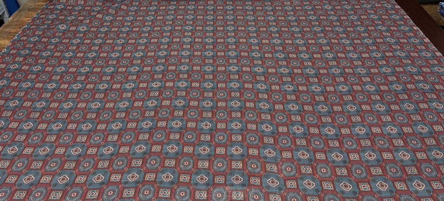 

1yard high quality Geometric Style of Mural Painting tela pure ramie fabric dress shirt bag cheongsam fabric for clothing