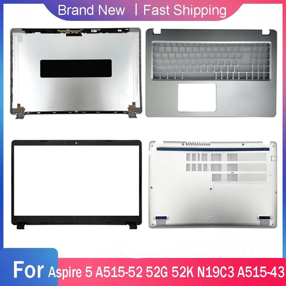 New Bottom Case For Acer Aspire 5 A515-52 A515-52G 52K N19C3 A515-43 Back Cover Front Bezel Palmrest Upper Replacement Rear Lid