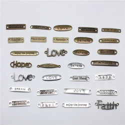 10pcs LOVE FAITH HOPE SISTER DREAM BEST BELIEVE JOY Connector Charms For Jewelry Making DIY Crafts Making Findings