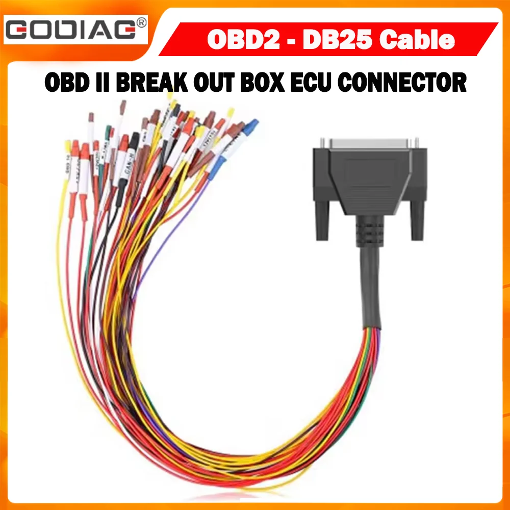 GODIAG OBD2 - DB25 Cable Works Together With Colorful Jumper Cable DB25 for GT100 ECU Connector