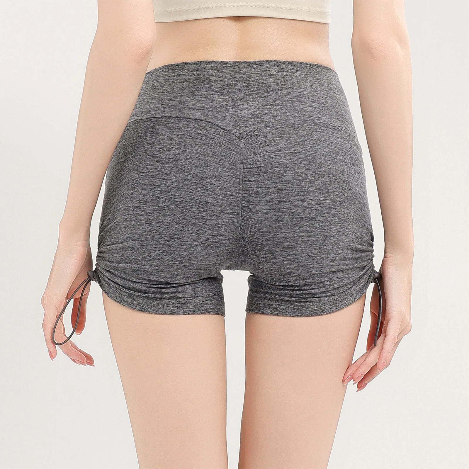 Sports Yoga Shorts Women Peach Hip Tight High Waist Lift Hip American Fitness Three-quarter Shorts Outer Wear Hot Pants Thin
