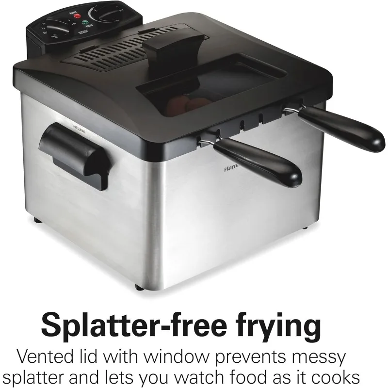 Deep Fryer, 19 Cups / 4.5 Liters Oil Capacity, Lid with View Window, Professional Style, Electric, 1800 Watts, Stainless Steel