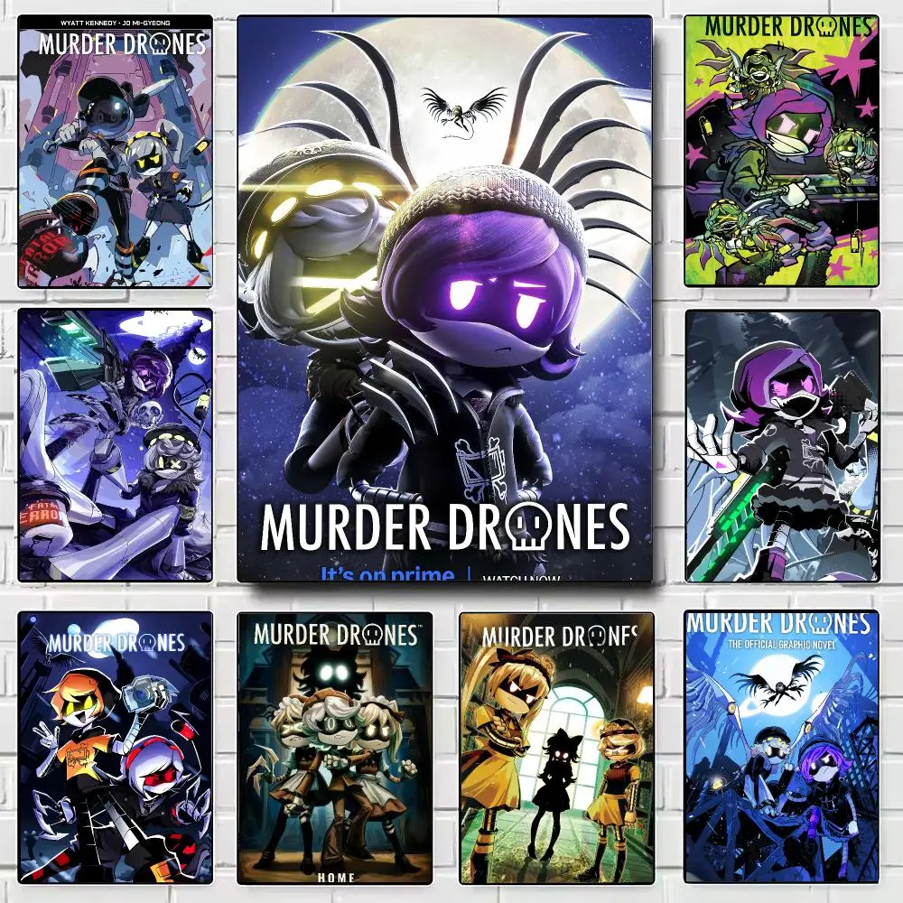 Cartoon M-Murder Drones Poster Modern Wall Art for Bedroom Living Room Cafe Bar Aesthetic Home Decor Gift