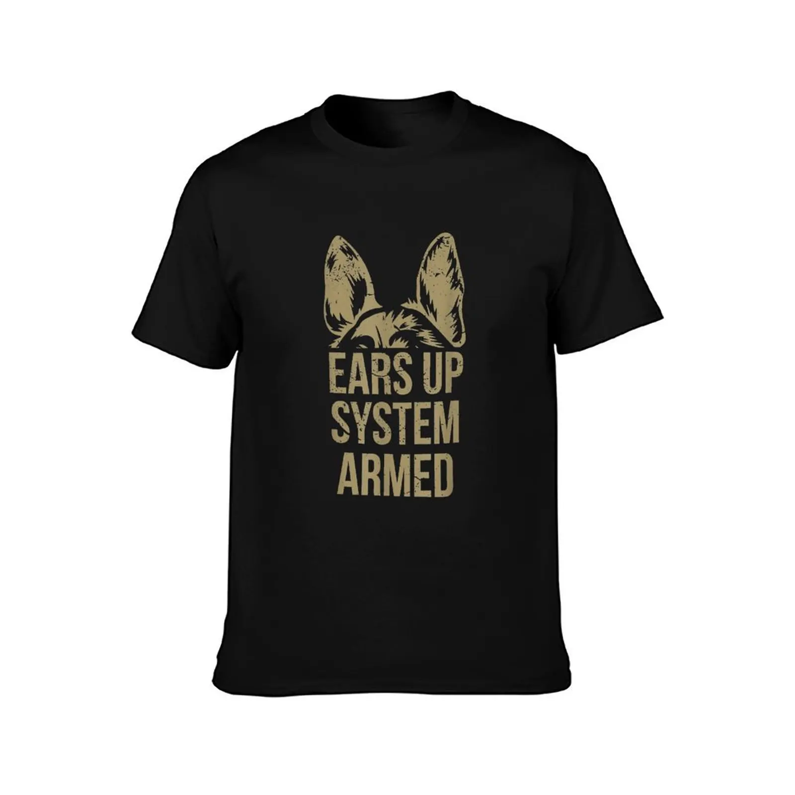 German Shepherd Ears Up System Armed T-Shirt Gym Exercise Short Sleeve T-Shirt