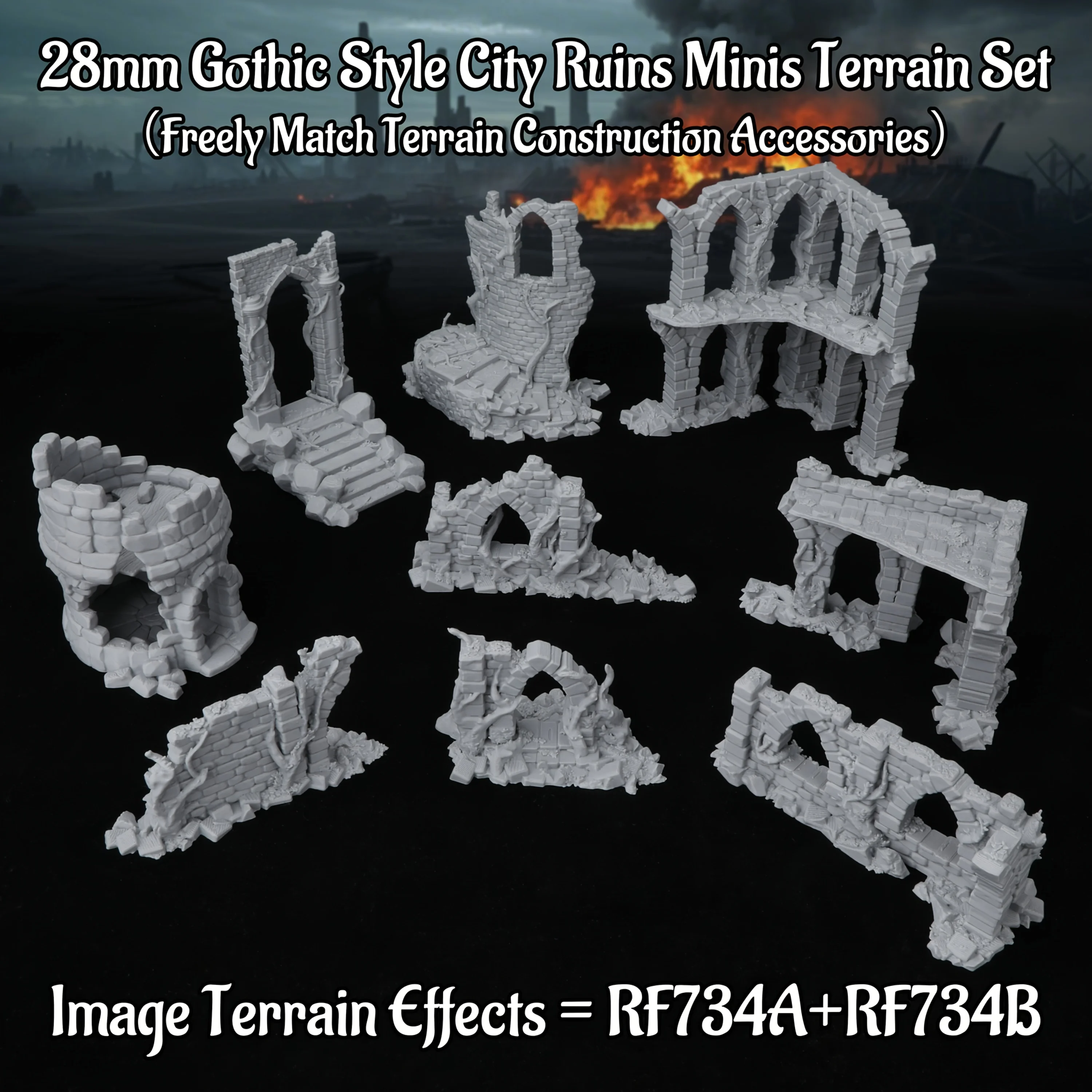 

Fantasy RPG City Ruins Miniature Terrain Set, Dungeons Scenery Kit for Tabletop Gaming, Collectibles & Gifts for TRPG Players