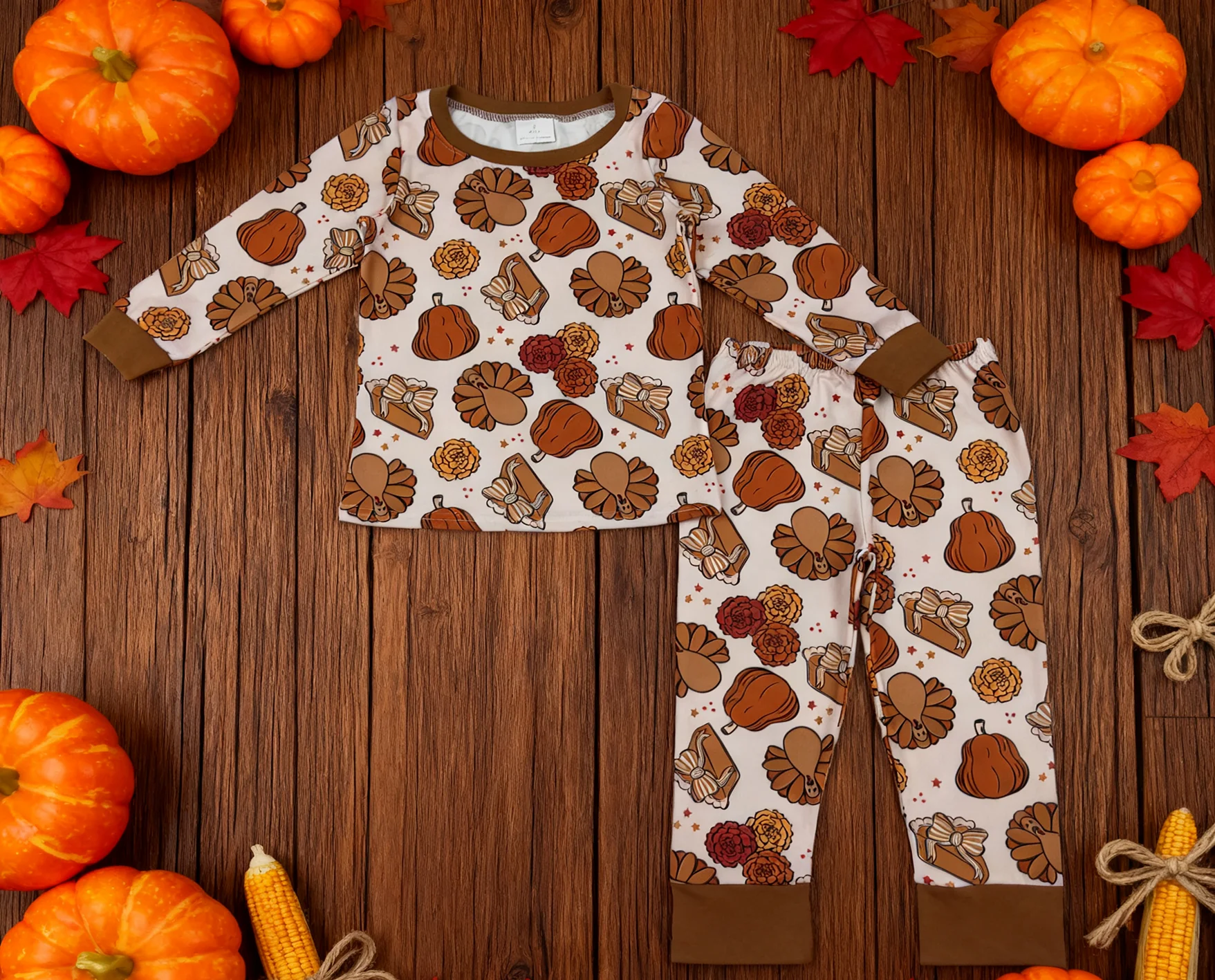 

Z1011-04 GLP2884 Kids Outfit Long Sleeve Top With Pants Set Children Thanksgiving Clothes