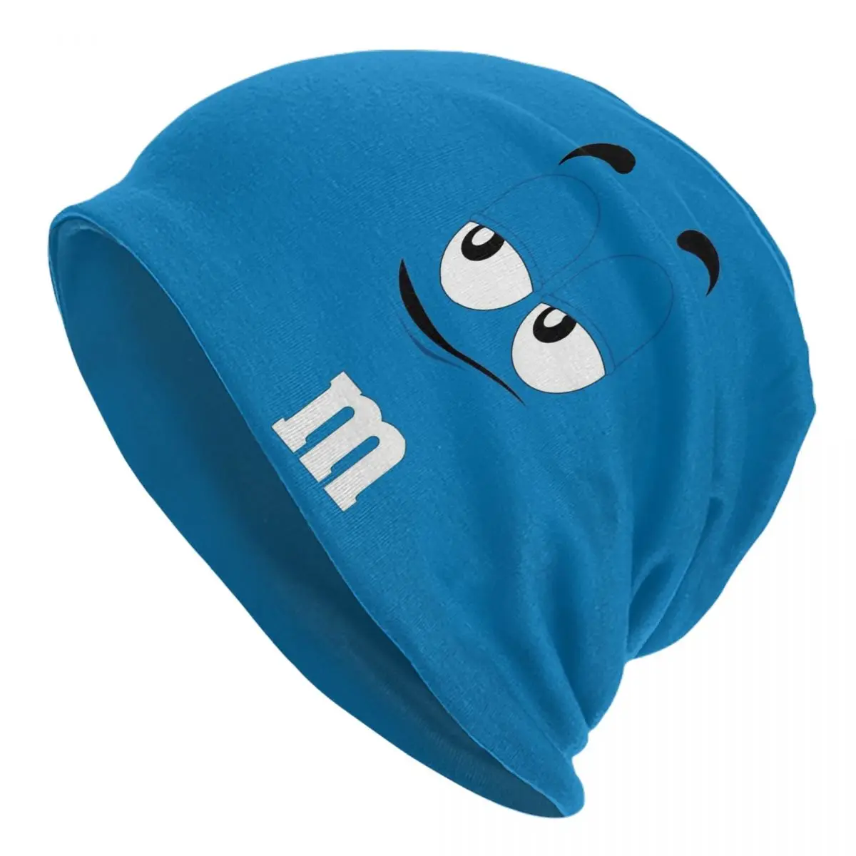 M Chocolate Skullies Beanies Caps Blue M Chocolate Face Thin Hat Autumn Spring Bonnet Hats Men Women\'s Unisex Ski Cap