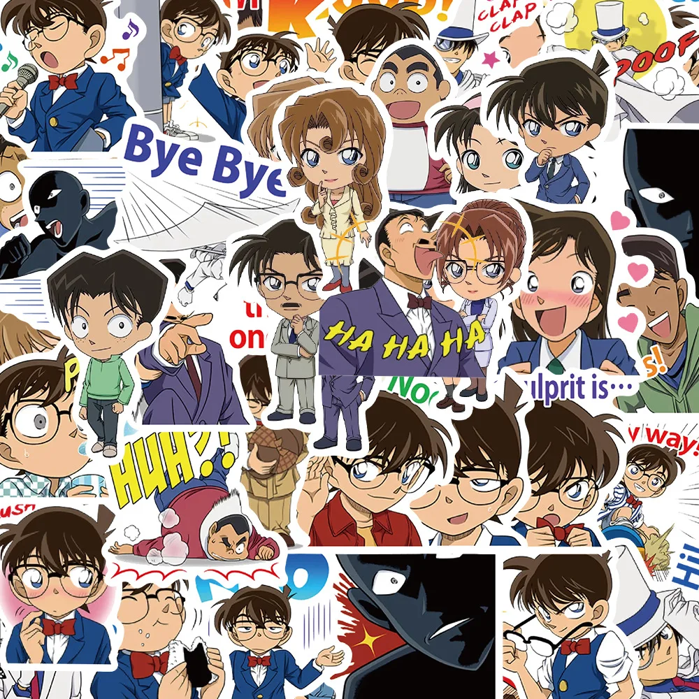 50pcs Classic Animation Detective Conan Stickers Mobile Phone Cup Notebook Waterproof Decorative Stickers Supplies For Kids Toy