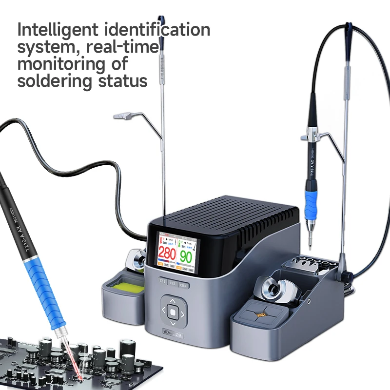 AiXun T420D Stazione di saldatura intelligente a doppio canale Controllo intelligente della temperatura Display a cristalli liquidi HD Strumenti di