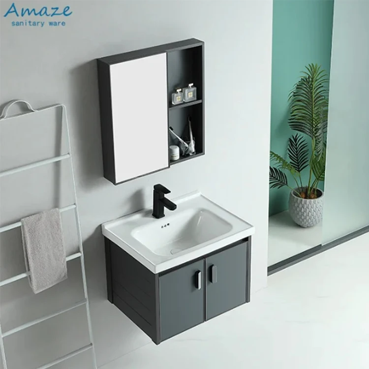 Modern Balcony Simple Wall-mounted New Design Aluminum Bathroom Sink Vanity Mirror Cabinet