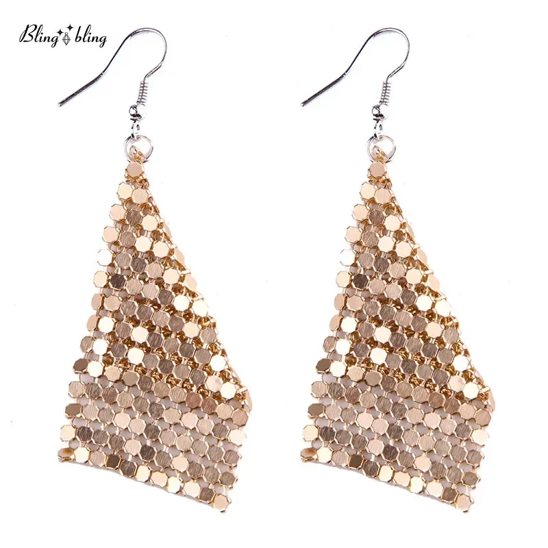 Korean Fashion  Sequins Long Tassel  Earrings Square Scaled Variable Earrings Party Latin Dance  Earrings Wholesale