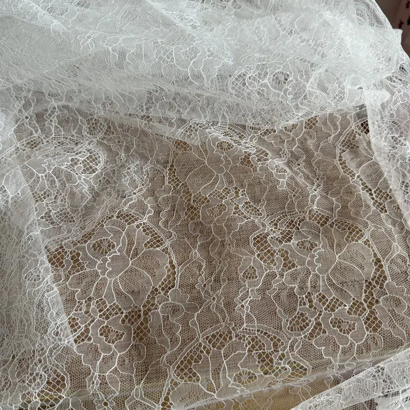 2m New Hard - wearing Transparent Lace with Full - width Flower Embroidery for Wedding Dresses and Clothing Accessories Sets
