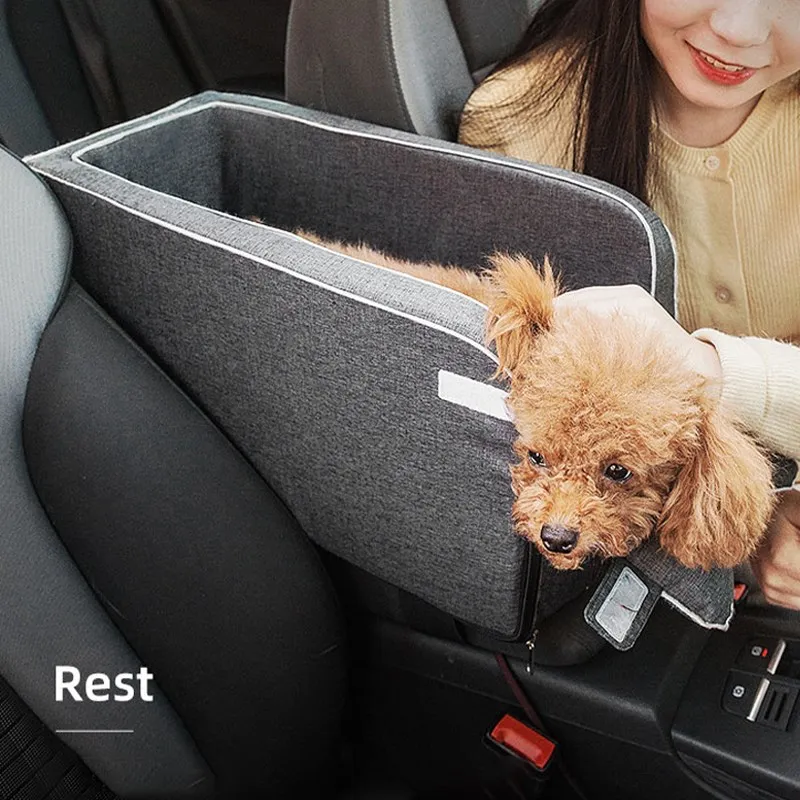 Coche Central perro asiento de coche cama portátil perro portador para perros pequeños y gatos bolsa de viaje de seguridad Accesorios