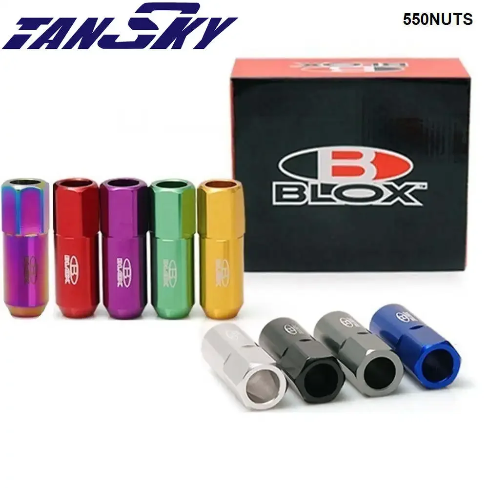 Blox Racing مزورة 7075 صواميل عروة ألومنيوم عالمية لمعظم السيارات M12X1.25 / M12X1.5، L: 60 مم 20 قطعة/المجموعة TK-550NUTS