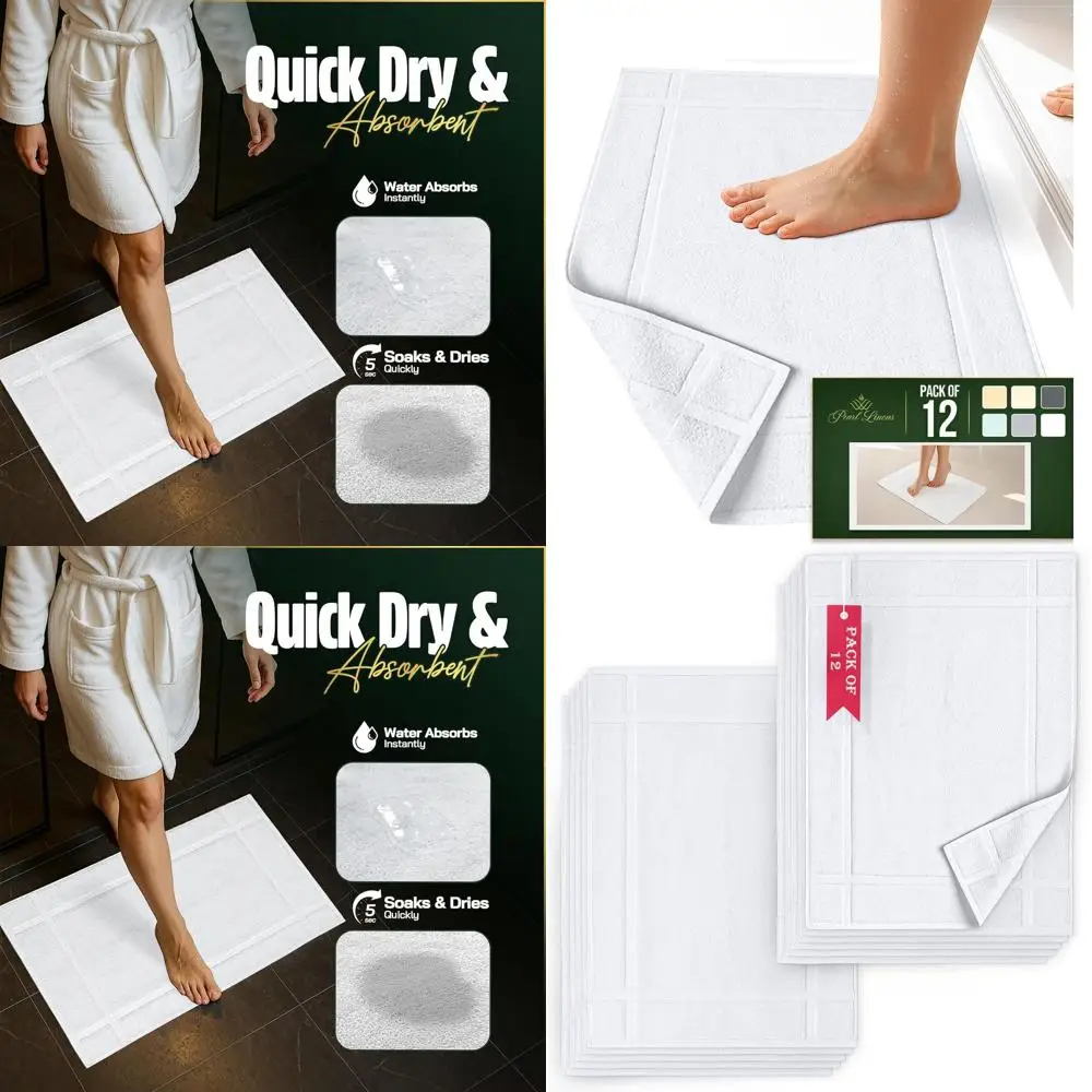 

Cotton Bath Mats Set of 12, 20x30, Soft, Absorbent, Quick Dry, 687 GSM, Machine Washable, White
