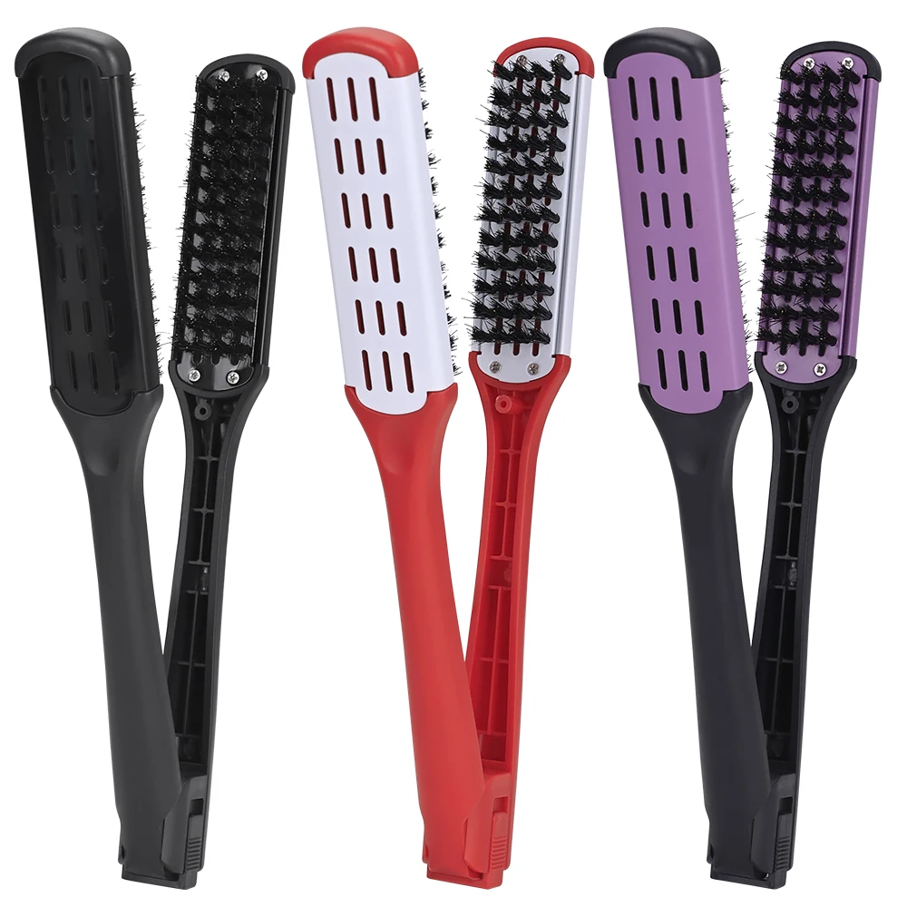 

2-in-1 Ionic Straightening Comb with Natural Wood Handle, Salon Styling Brush for Frizz Control and Sleek Hair at Home