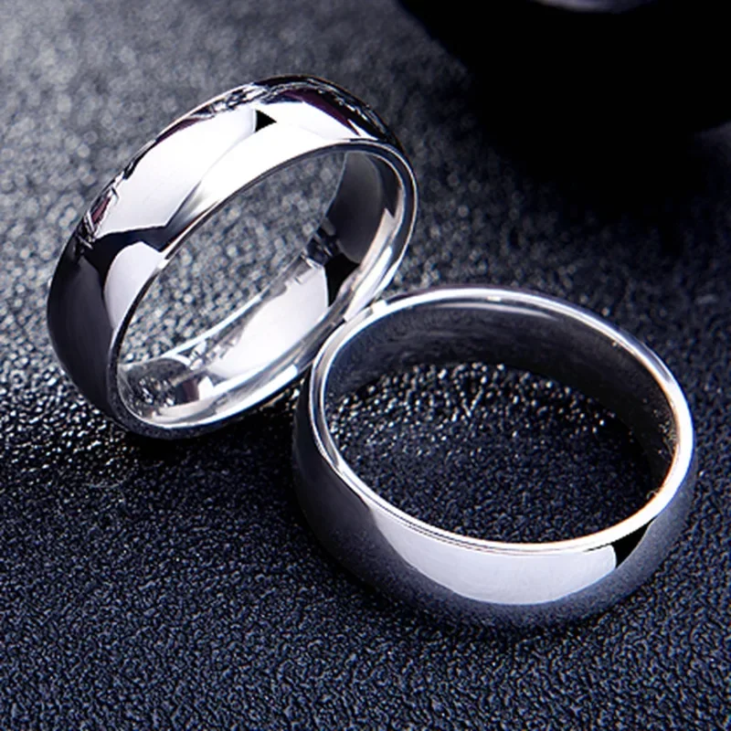 JUCHAO Fashion Jewelry Simple Glossy Mirror Titanium Steel Ring Couple Ring for Women Men