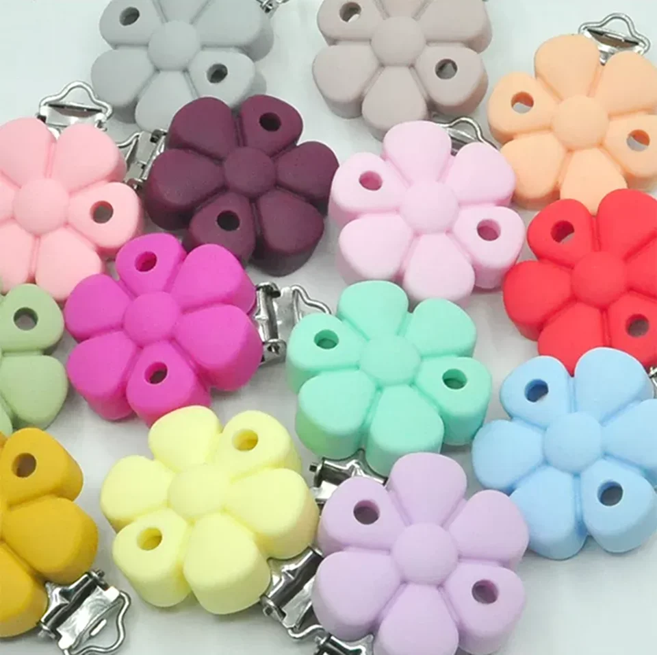 5/10Pcs Silicone Clips Round Heart Shaped Dummy Holder Baby Pacifier Clips For Jewelry Making DIY Pacifier Chain Accessories