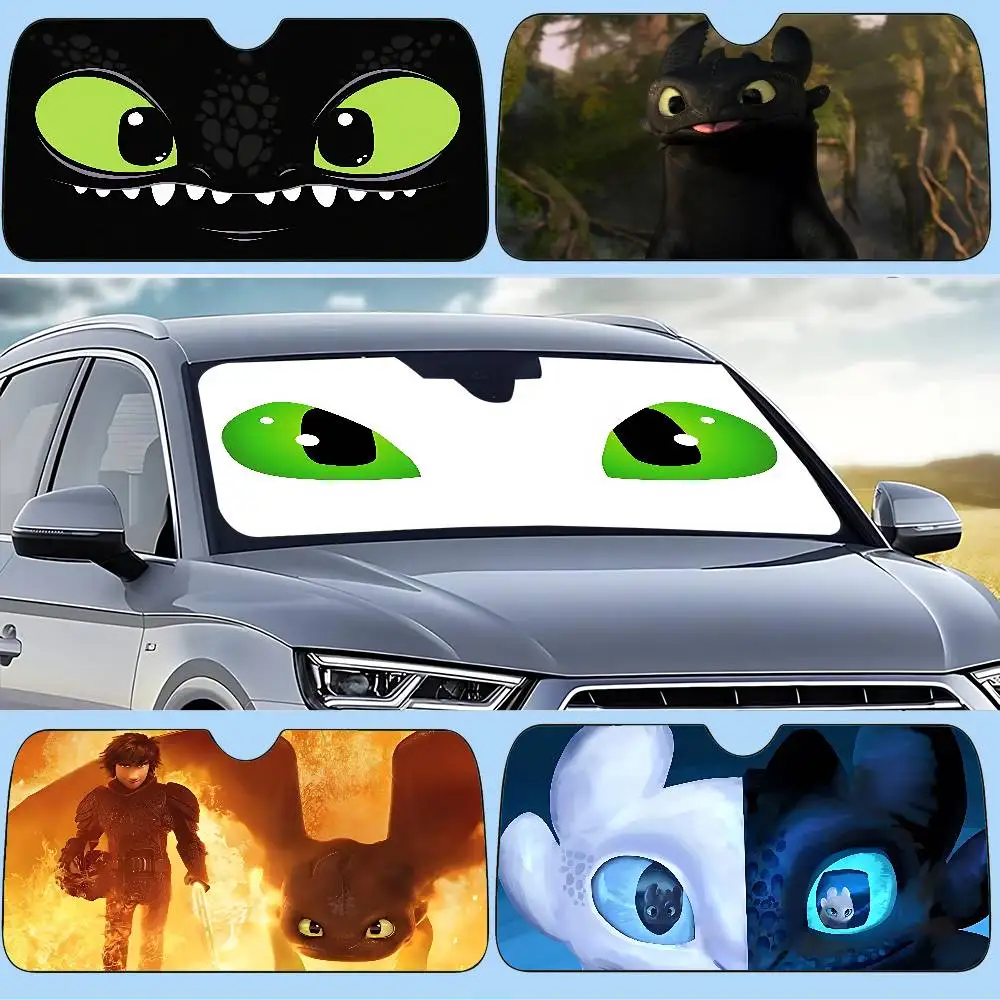 

Cartoon EYE Toothless Car Sunshade Curtains 130x70cm Car SunShade Windshield Cover UV Protection Auto Visor Accessories For Cars
