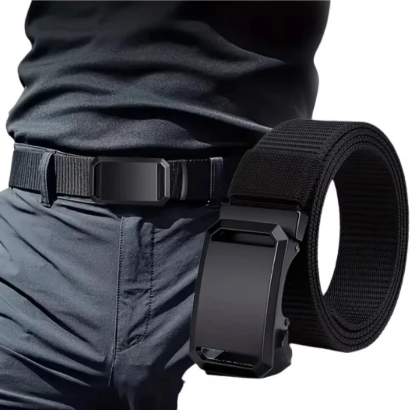 2025 New Automatic Buckle Belt, Canvas Tactical Workwear Casual Outdoor Military Training Pants Belt For Men