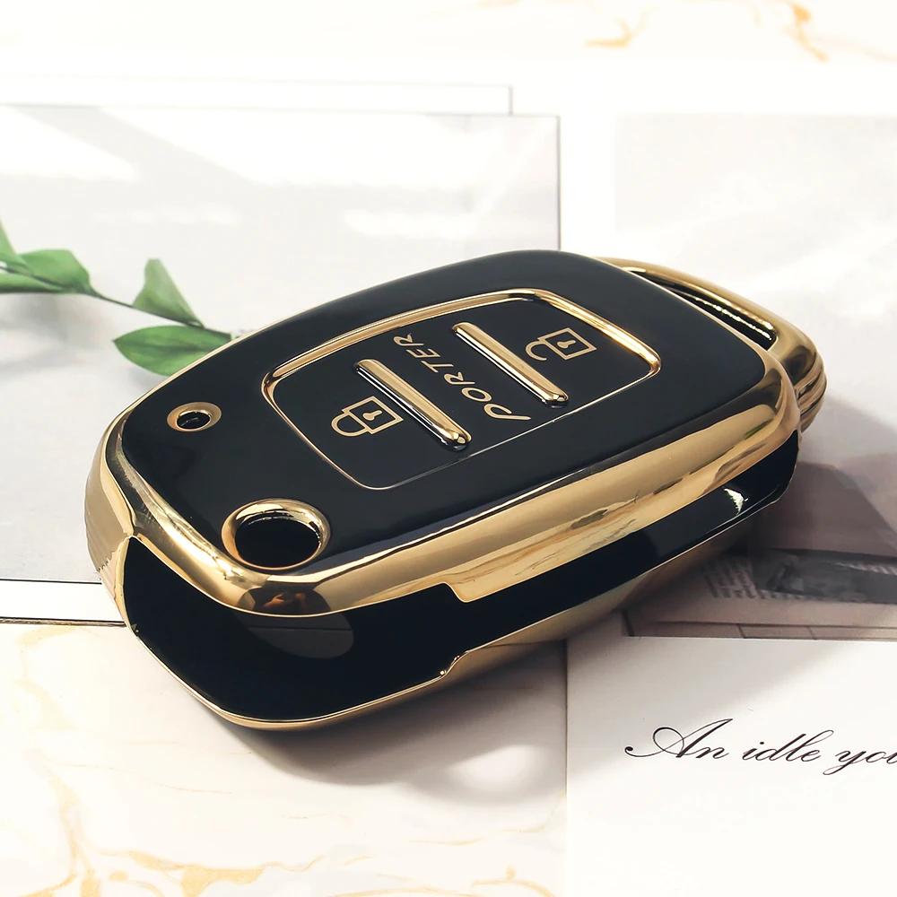 KEYYOU New 3 Buttons TPU Car Key Case For Hyundai Porter Car Accessories Fob Flip Folding Car Key Cover Keychain Control Holder