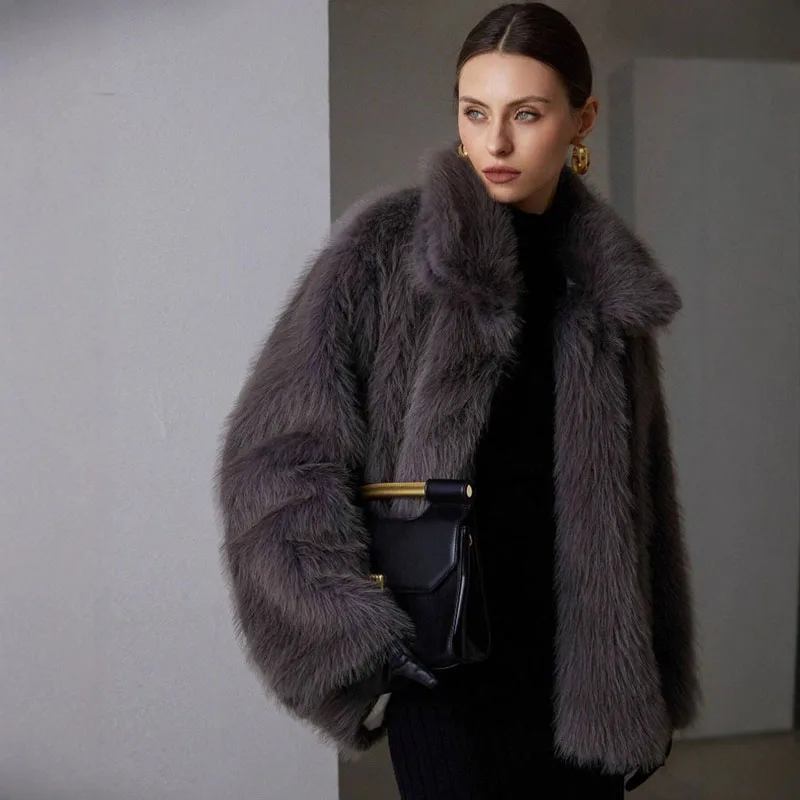 2025년 가을 겨울 여성용 코트, 여성용 인조 여우털 퍼, 신상 인조 여우털 코트, 우아하고 편안한 두꺼운 따뜻한 여성용 H571