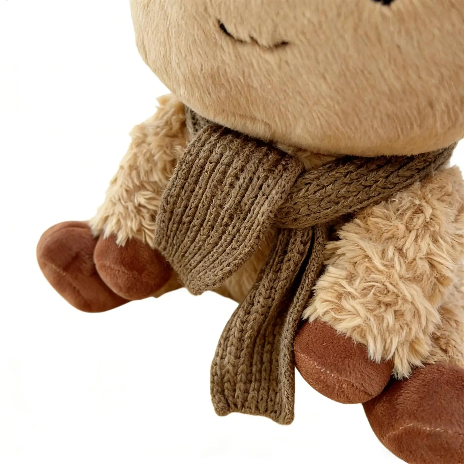 ตุ๊กตาวัวนุ่มนิ่ม หมอนอิงอารมณ์ดี พร้อมผ้าพันคอและผมปรับได้ ตุ๊กตาวัวขนนุ่มสำหรับเด็ก ของขวัญวันเกิด