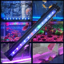 Fish Tank Decor Lighting Lamp EU Plug Slow Flash Colorful LED  Bubble Light Suction Cup Aquarium Light Strip Waterproof