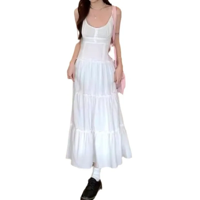 

2025 New Casual Elegant French Style Waist-Fitted Tank Dress Summer Minimalist Fashion Colors Slim Versatile Women Tank Dresses