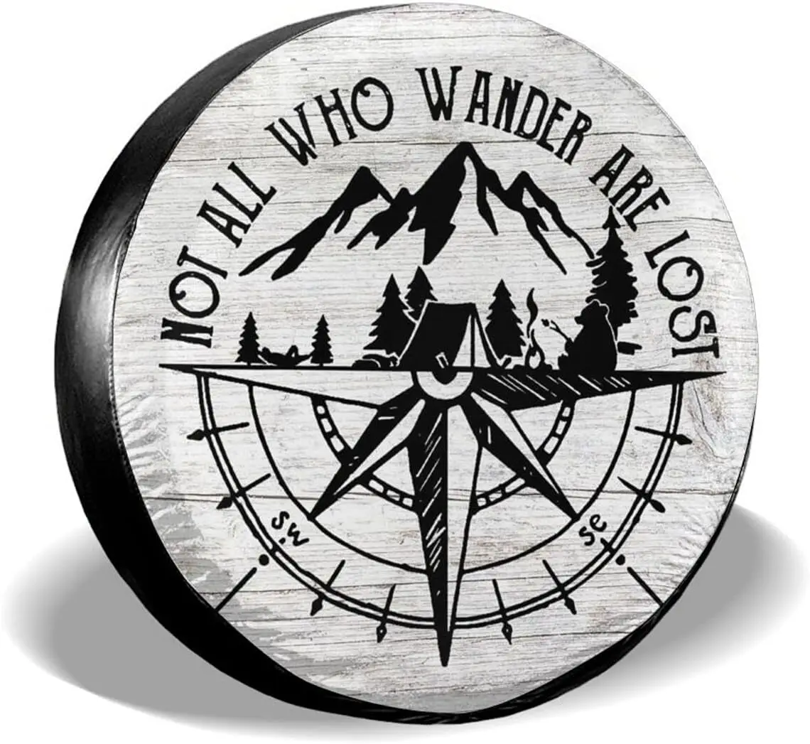 Personalized Family Name Tire COVER, Not All Those Who Wander Are Lost Spare Tire COVER For Car, Car Camper Tire COVER, Father'