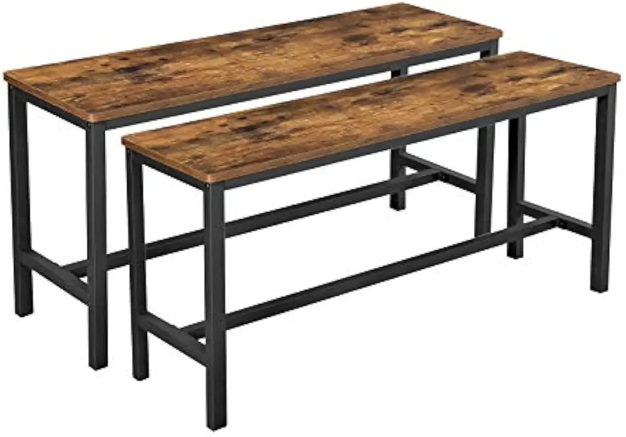 

Обеденная скамейка, пара из 2 штук, индустриальный стиль, стальной каркас, для кухни, гостиной, 12,8 x 42,5 x 19,7 дюймов, коричневый, черный в деревенском стиле