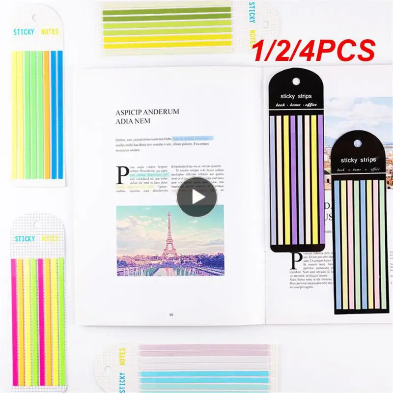 

1/2/4PCS Sheets Color Stickers Transparent Fluorescent Index Tabs Flags Stationery Children Gifts School Office