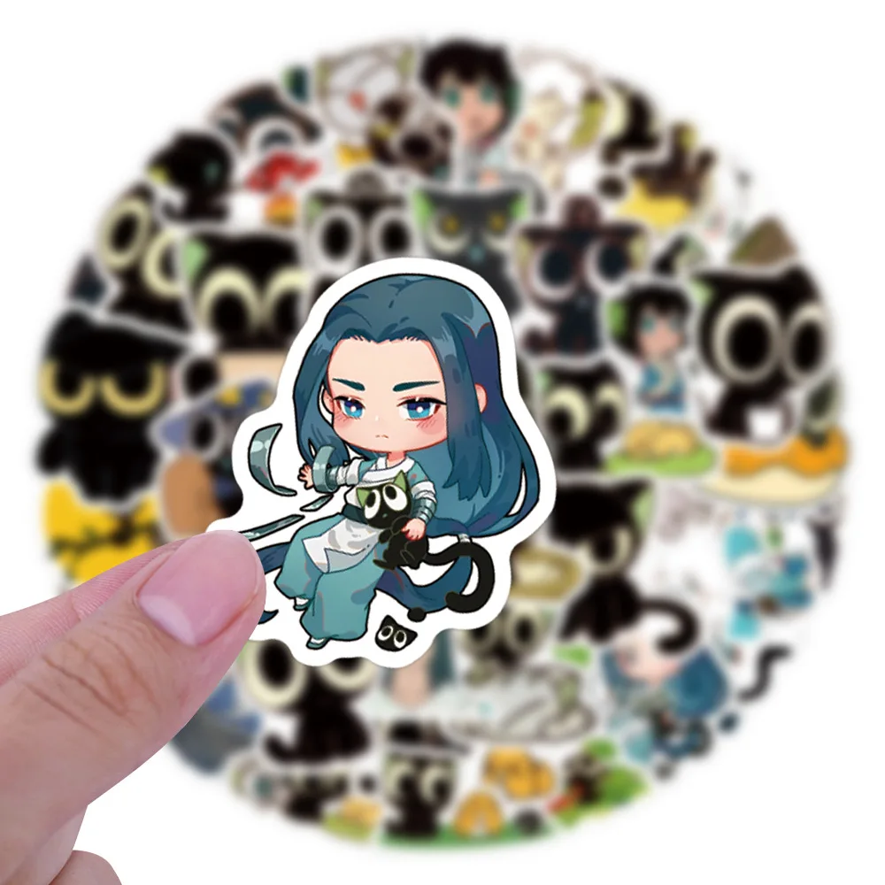 

60PCS Cat The Legend of Hei Waterproof Cartoon Animation Stickers Decoration Notebook Mobile Guitar Water Cup Suitcase Toys Gift