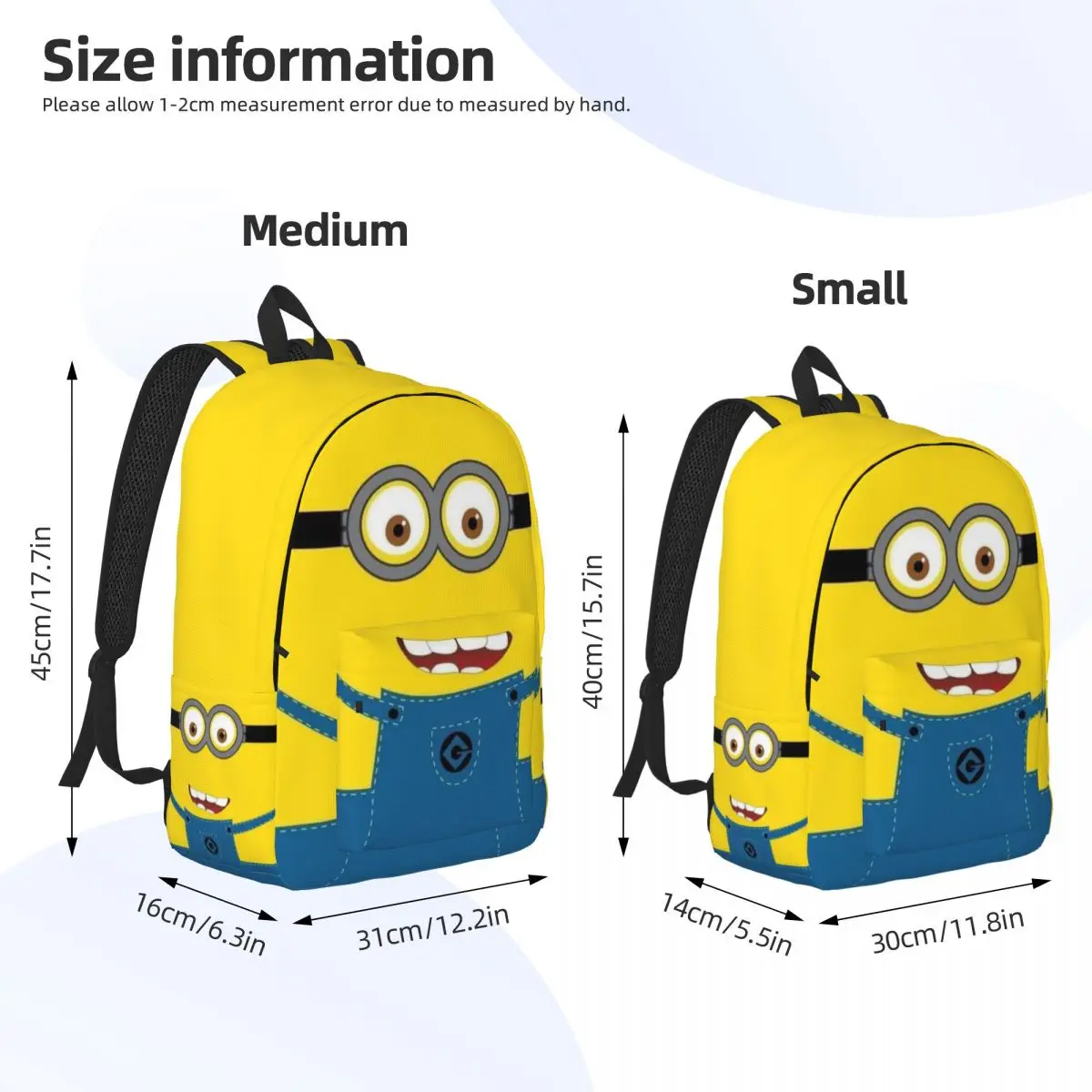 M-Minions escola estudante Bookbag, lona Daypack, Elementary alta faculdade viagens sacos