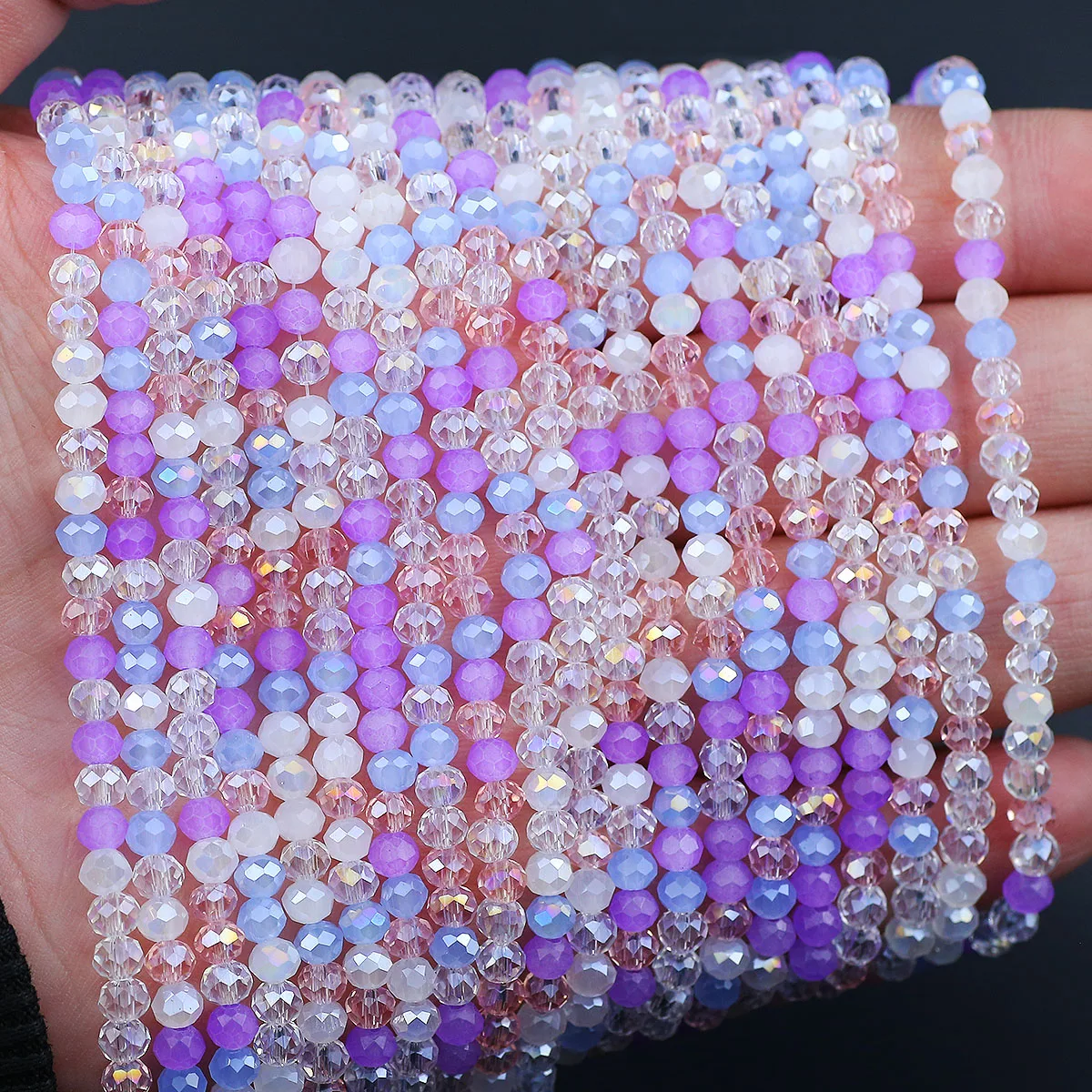 100-400pcs 4mm Purple Mix Color Flat Round Crystal Glass Spacer Loose Beads For Jewelry Making Diy Bracelet Necklace Accessories