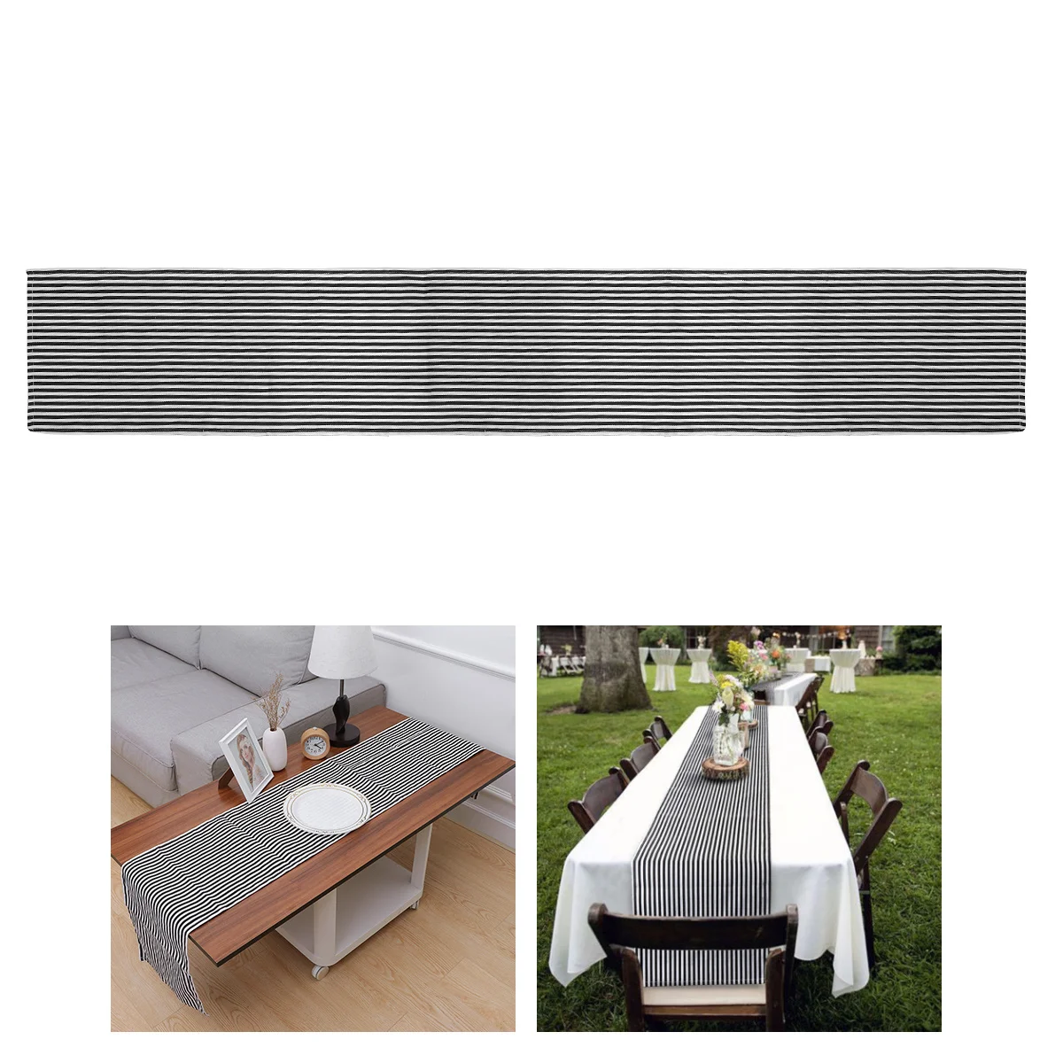 

Rectangular Table Cloth Black White Striped Linen Design Stain Scratch Spill Proof Protective Table Cover for Holiday Home