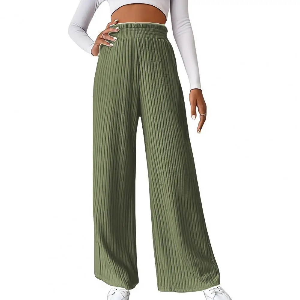 

2024 Women Pants Elastic High Waist Straight Sporty Long Wide-leg Trousers