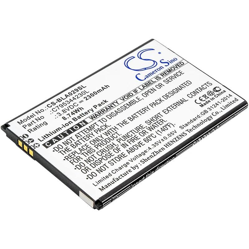 

Аккумулятор CS 2300mAh / 8.74Wh для BLU S0290UU, Studio J5 C795344230L