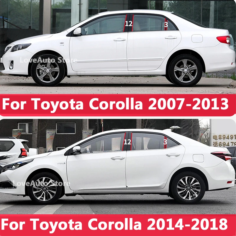 

For Toyota Corolla 2014-2018 Car Window Central Column B C Pillar Cover Trim Sticker Exterior Frame Accessories 2007-2013