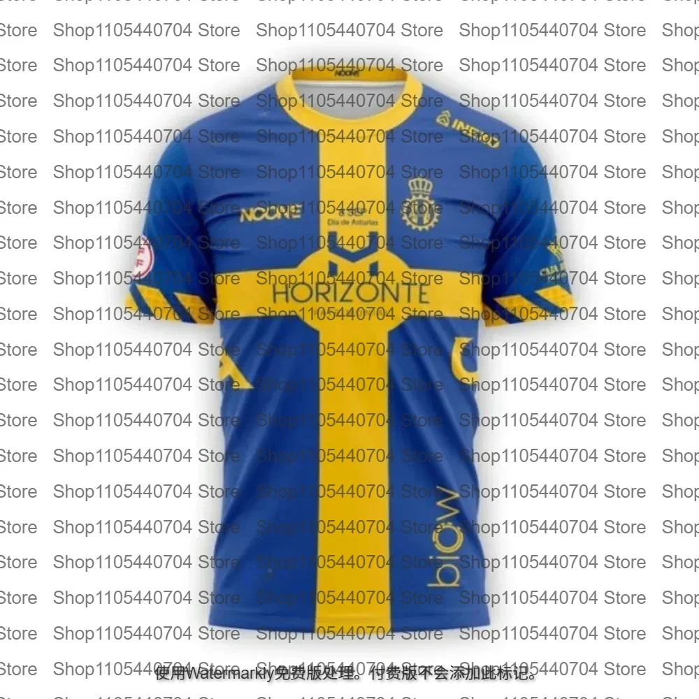 Camiseta con el Tema del Equipo de Oviedo, España, Rayas Azules y Amarillas, Camiseta de Entrenamiento de Fútbol para Hombre, Tejido Transpirable de Secado Rápido para Ejercicio Físico