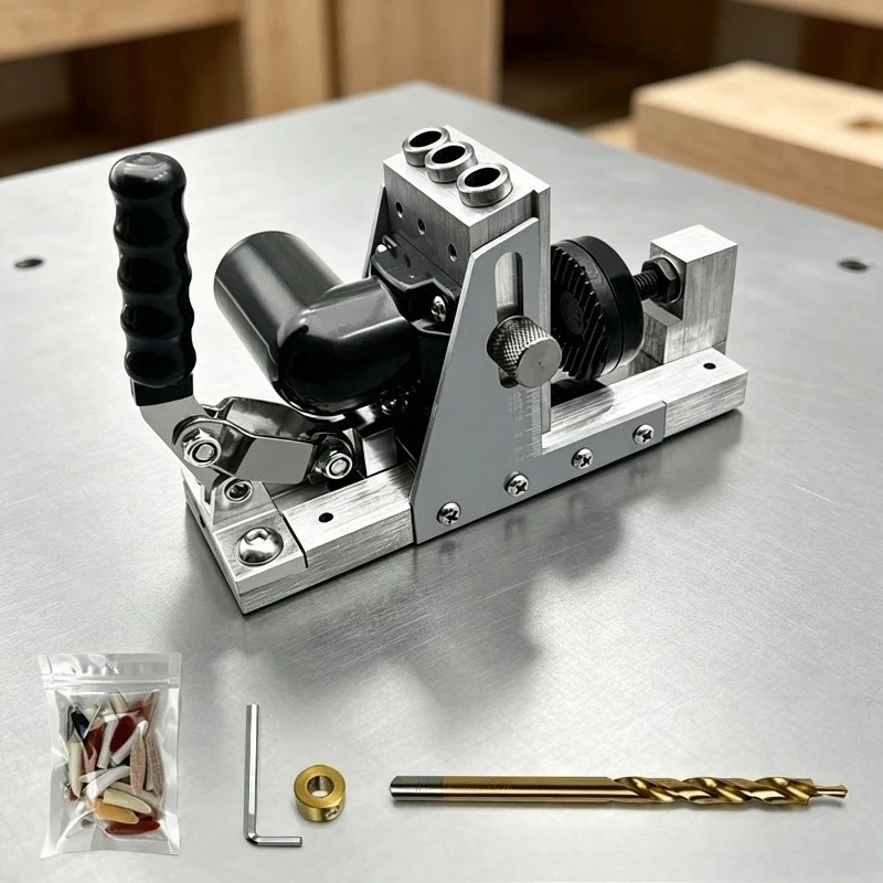 Pocket Hole Jig Kit 15 Degree Angle Drill Guide with Dust Collection Woodworking Tool for Strong Joints Joinery DIY
