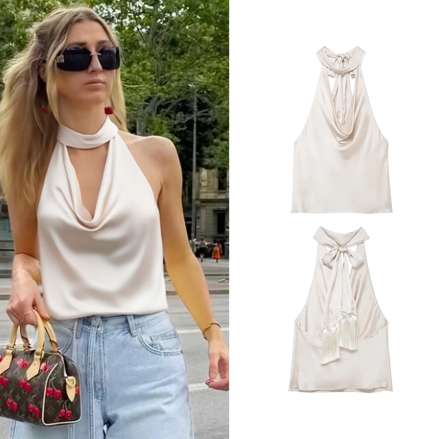 

Women Halter Satin Tank Tops Summer Female Fashion Sexy Sleeveless Backless Tops Corset Tops Vest Lady Elegant Sexy Vestidos