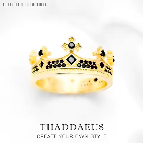 Royal Power Crown Golden Ring in 925 Sterling Silver Victorian Vintage Gift for Men Women Europe Summer New Fine Jewelry