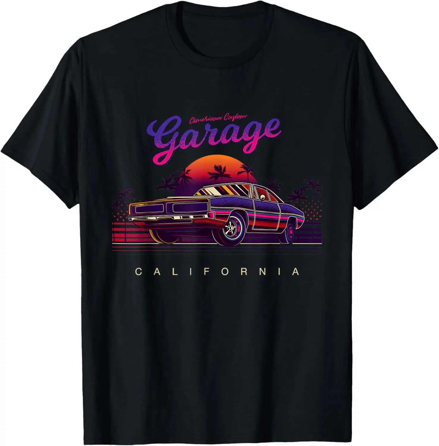 

Винтажная футболка с рисунком американского гаража на заказ, California Cars