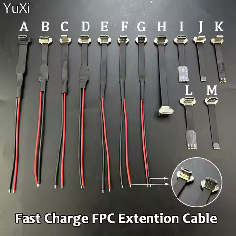 Type-C Micro USB Connector FPC 2Pin 3Pin W/ Resistor R1 Soft Flat Cable Male Charging Cable Fast Charge Wire Extention For Phone